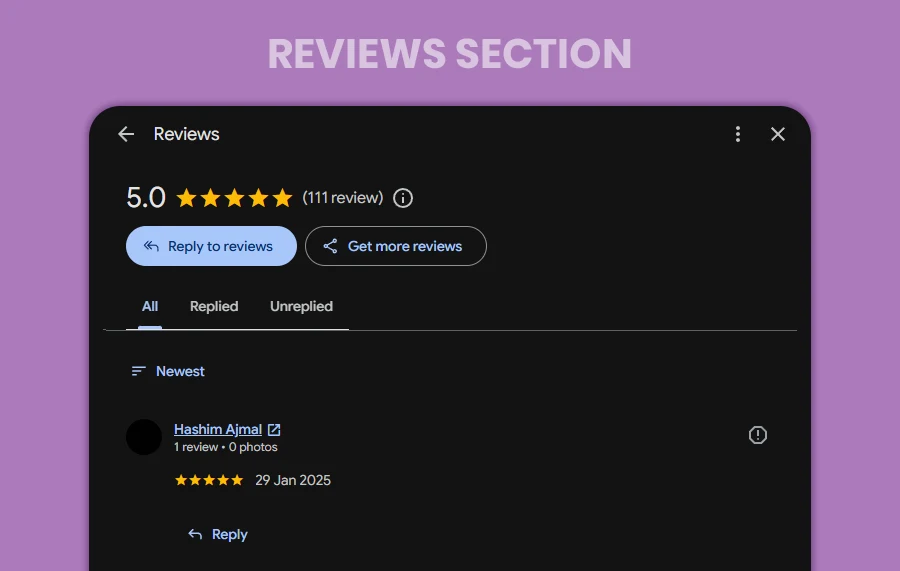Reviews Section